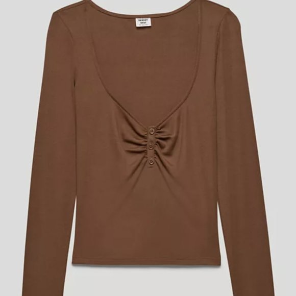 Aritzia Sunday Best Hank Longsleeve - Brown Size L - Picture 1 of 4
